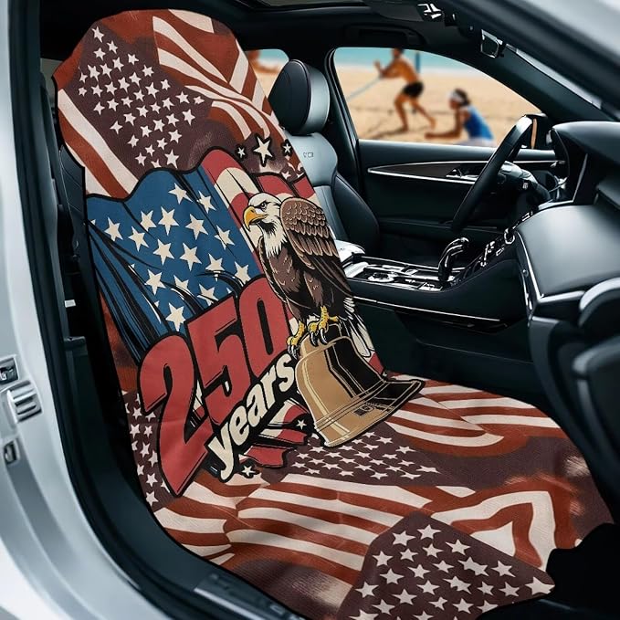 250 Years Car Towel Seat Cover 1 Piece Patriotic Car Seat Cover Protector Breathable Soft Auto Accessories with Storage Bag for Cars SUV Trucks - Image 2