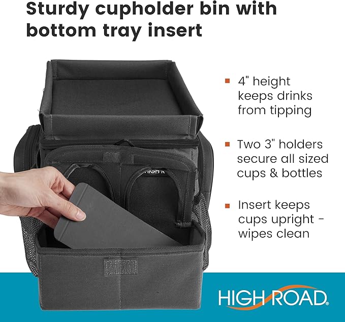 CarHop Car Seat Organizer, Sturdy Car Cooler Organizer with Cup Holders | High Road Middle Seat, Front Seat or Back Seat Car Organizer - Road Trip Cooler for Car with Tray and Large Cup Holders - Image 5