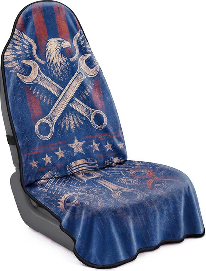 Car Seat Towel Cover for Front Seats, 1Pc Sweat Absorbent Car Seat Protector with Non-Slip Backing, Waterproof Towel Car Seat Covers for Runners, Gym, Swimming, Beach, Pets, Eagle Gear by Corthena
