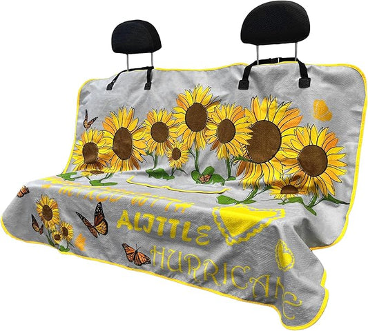Waterproof Back Seat Cover for Dogs and Kids, Car Seat Protector Under Baby Car Seat, Child and Dog Car Seat Cover Blanket for Rear Bench(Sun Flower,Rear Bench Seat Towel) by Hirritale