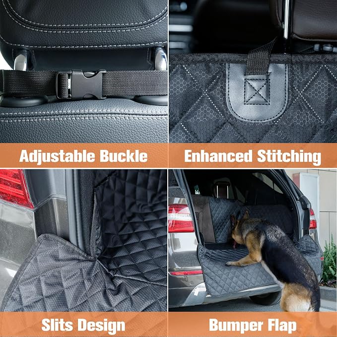 SUV Cargo Liner for Dogs, Trunk Cover with Mesh Window for Pet View | Waterproof Cargo Cover with Bumper/Side Flaps, Dog Seat Cover with Non-Slip Mat, Prevents Scratches, Pet Hair, Mud, and Dirt - Image 4