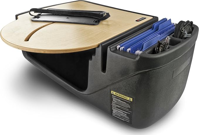 AutoExec AE-RMCD-PI-11M Roadmaster Car Desk for Your Vehicle Workstation and Mobile Office, Natural with 400 watt Power Inverter | Vehicle Workstation, Mobile Office, 400 Watt Power Inverter by AutoExec