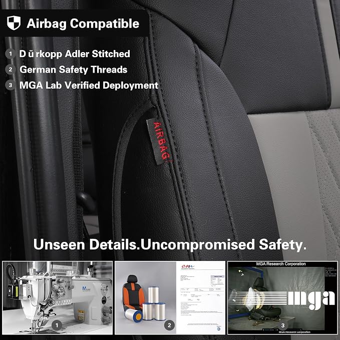 EKR Rav4 Seat Covers Custom Fit for Toyota Rav4 (Hybrid) SE/XSE 2026, Car Seat Cover Full Set for SUV,Factory-Style Upgrade, Easy-Wipe Protection,Faux Leather(Black+Light Gray) - Image 2