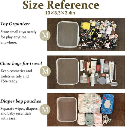 4 pcs Clear Zipper Pouches,Hard Shell Zipper Case, Toiletry Bag for Travel | CLear Diaper Bag, Toiletry Pouch, Travel Organizer, Cosmetic Bag,Toy Storage Bins (M+3S)(Black) - Image 4