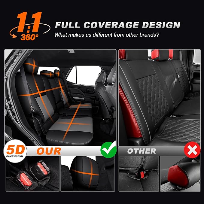 Custom Fit Seat Covers for Toyota 4Runner 2025 2026 | Full Set Faux Leather Car Seats Cover for 4Runner Accessories Black&Gray(5 Seats Model Only) - Image 6