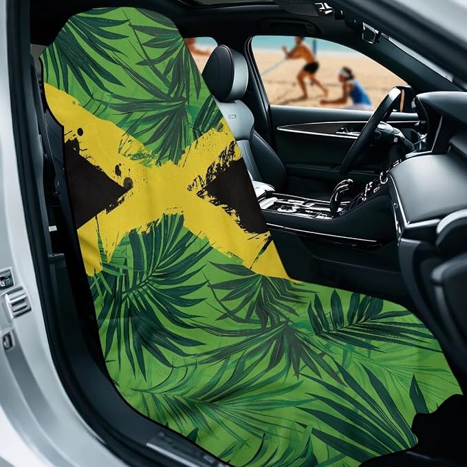 SEANATIVE Car Seat Towel Covers with Storage Bag Seat Post Workout Sweat Washable Cover for Car Towel for Dog Pet Workout Outdoor Sport Activities, Jamaica Palm Print - Image 2