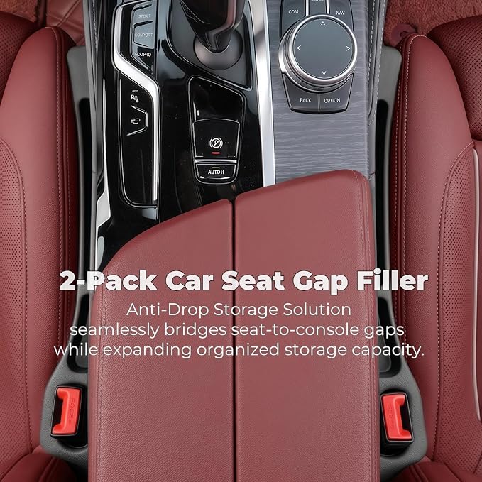 EnzeroTools Car Seat Gap Filler, 2-Pack No-Drop Seat Side Gap Seam Filler Organizer with Phone Holder, Universal Fit Fill The Gap Between Seat & Console, Perfect for Car, SUV, Truck - Image 3