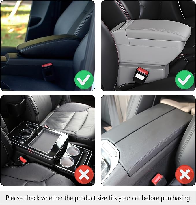 Stacool Upgraded Car Center Console Cover,Microfiber Leather Car Armrest Cover Cushion with 2 Storage Bags,Universal Car Armrest Storage Box (Gray) - Image 6
