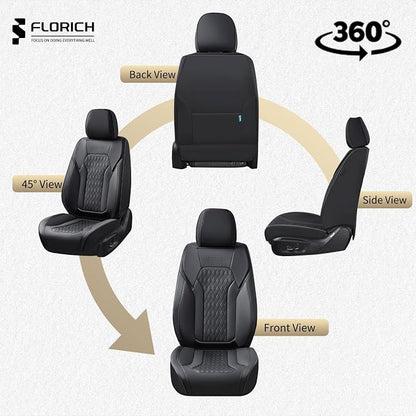 Seat Covers, Car Seat Covers Front Seats, Luxury Nappa Leather Seat Covers, Breathable and Waterproof Car Seat Protector 2 Seat, Automotive Seat Covers Universal Fit for Most Cars-Black - Image 7