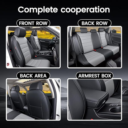 HKZ Custom Fit Civic Seat Cover Full Set for Honda Civic 4 Door (Hatchback Sport 2022-2026)&(Hatchback LX 2022-2024) 5-Seats Full Set,Leather Seat Protector(Black+Grey) - Image 8