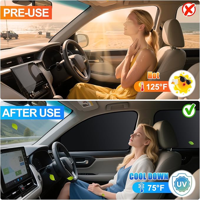 ZATOOTO Car Window Shades for Tucson 2021-2024,100% Block Light | 4 Pcs Magnetic Car Window Covers,Privacy Curtains,Side Window Sun Shade for Baby Breastfeeding, Sleeping, Camping - Image 6