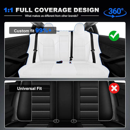 AOMSAZTO Custom Fit Seat Cover for Tesla Model 3 2017-2023(Not Performance) | Faux Leather,Waterproof,Airbag Compatible,5-Pieces Set with Seatbelt,Steering Wheel Covers,Side Bolster Cover&Headrests-Black - Image 5