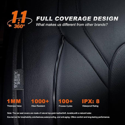 Custom Car Seat Covers for Toyota RAV4 Hybrid 2019-2025 | Fit Rav4 LE, XLE, XLE Premium, Limited(Not for Gas)-Full Set Faux Leather Waterproof Aigbag Compatible Black - Image 8