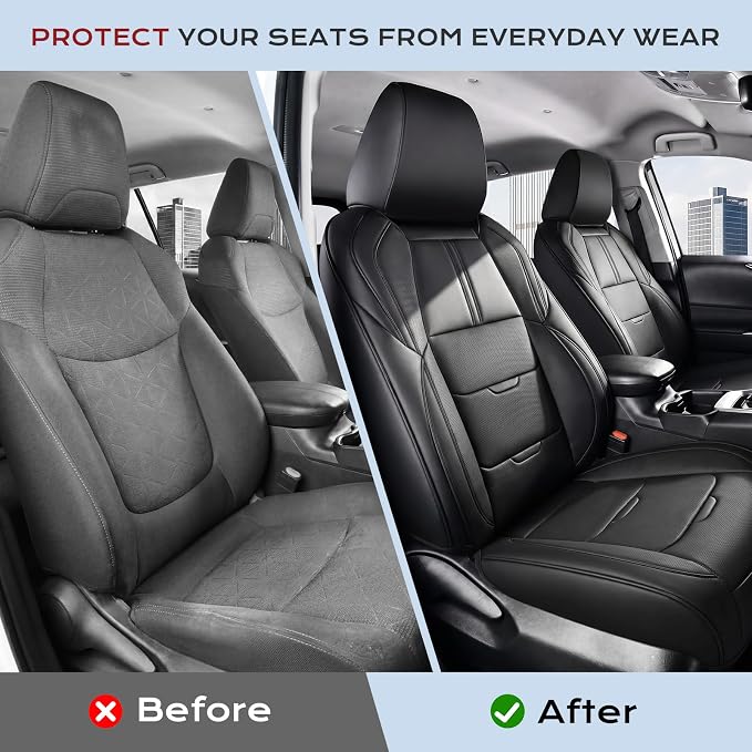 Coverado RAV4 Seat Covers Full Set Custom Fit for RAV4 2019-2025 SE, XSE | Car Seat Covers for Toyota RAV4 2019-2025(Hybrid/Prime/PHEV) SE/XSE, Easy Install & Waterproof & Airbag Compatible - Image 5