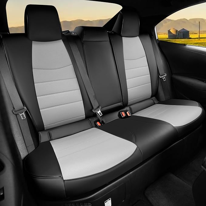 HKZ Customized Special seat Cover for Toyota Corolla (Black+Grey, 2014-2019 Corolla L LE LE Eco XLE Sedan) - Image 2