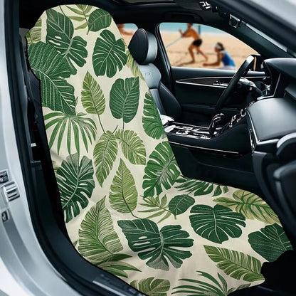 Palm Leaf Car Towel Seat Cover Soft Comfortable Front Seat Towel Cover Easy to Installation Cars Accessories for Cars, Trucks, Sedans, Vans, SUVs - Image 2