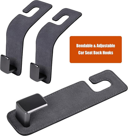 Heavy-Duty Car Headrest Hooks Holds 44lb Suede & Metal Hangers for Bags | Universal Fit for Cars/Suv/Trucks, 2-Pack, Hang Grocery Bag Handbag Purses Coat Water Bottle, Seat Back Organizer，Grey - Image 5