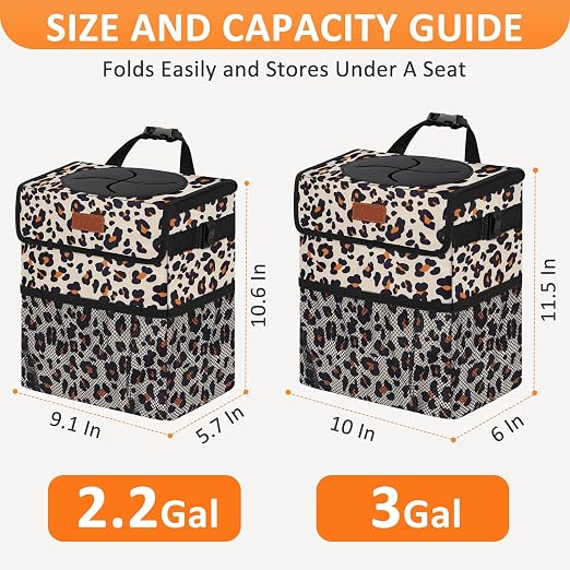 Vankor Car Trash Can with Lid Leak Proof Car Accessories for Women | 3 Gallon Cute Hanging Car Trash Bin for Men Car Truck Vehicle Sedan Interior Automotive Garbage Cans, Black Quilted - Image 7