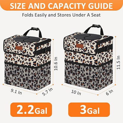 Vankor Car Trash Can with Lid Leak Proof Car Accessories for Women | 3 Gallon Cute Hanging Car Trash Bin for Men Car Truck Vehicle Sedan Interior Automotive Garbage Cans, Black Quilted - Image 7