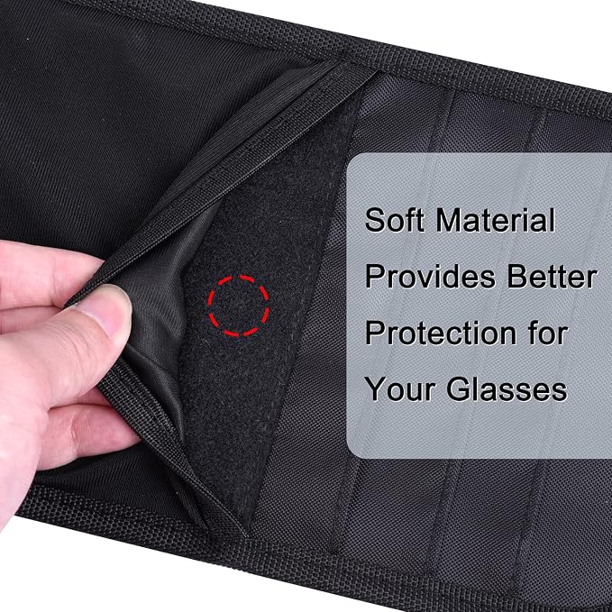 Wisdompro Car Sun Visor Storage Pouch, Sunglasses Bag & 3 CD Sleeves, Black | with Pen Holder and Elastic Strap, Auto Sunvisor Organizer Pocket for Glasses, Document, Card, DVD, Papers, Receipts - Image 4