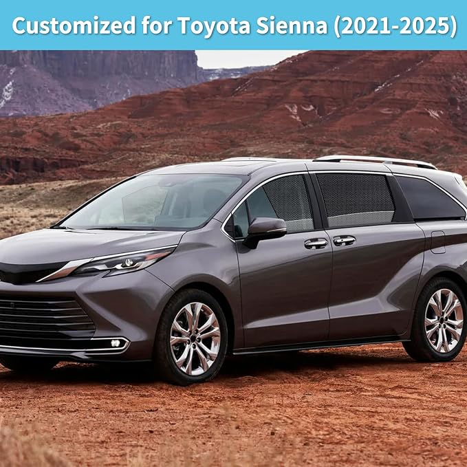 Sienna(2021-2025) Mesh Car Window Shades - Side Curtains for Baby | Breathable Mesh Car Privacy Window Covers, UV Protection and Heat Insulation for Road Trips, Napping, Camping - Image 2