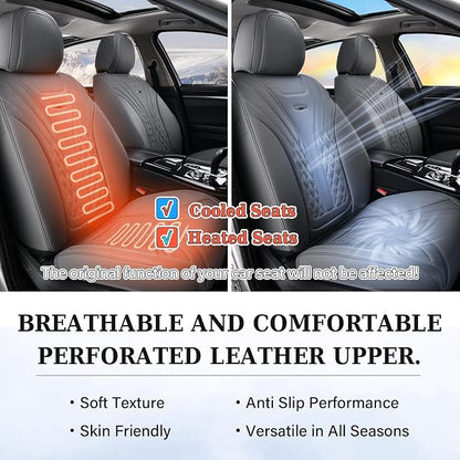 Coverado Car Seat Covers, Car Seat Covers Front Seats, 2-Pack Front Seat Cover, Nappa Leather Waterproof Seat Covers, Car Seat Protectors, Automotive Seat Covers Universal Fit for Most Vehicles Gray - Image 6