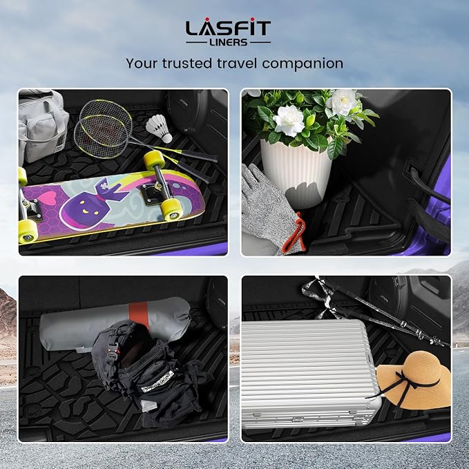 LASFIT Cargo Mat for Jeep Wrangler JL 2018-2026 4 Doors with SUBWOOFER | Not for JK/Not PHEV/Not 2-Door, All Weather, TPE, Custom Fit, Trunk Mat, for Flat Load Floor, Gas Type, Black - Image 4