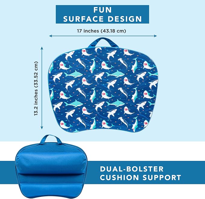 LAPGEAR MyStyle Lap Desk – Shark, Fits 15.6” Laptops | Dual-Bolster Microbead Cushion, Built-In Carry Handle, Ergonomic Curved Front Edge - Image 5