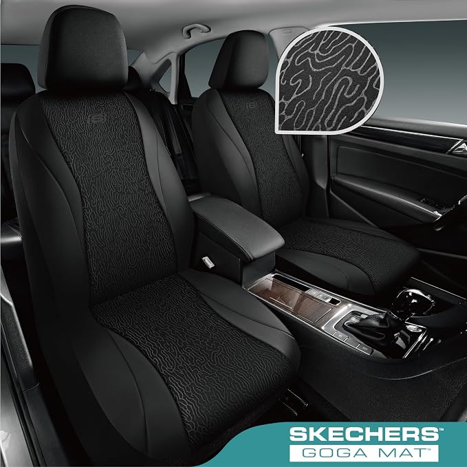 Skechers GOGA Mat Seat Covers,Universal Fit for Most Cars,Trucks,SUVs,Black | GOGA Mat Technology,Waterproof Car Seat Covers Front Seats,Airbag Compatible,Car Seat Covers - Image 2