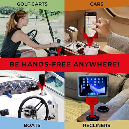 Cup Holder Phone Holder Mount for Car - Universal Adjustable Expander Cradle Hands-Free Driving - Compatible with All Smartphones Car Mount for iPhone Samsung Google Android Mobile Accessories Red - Image 3
