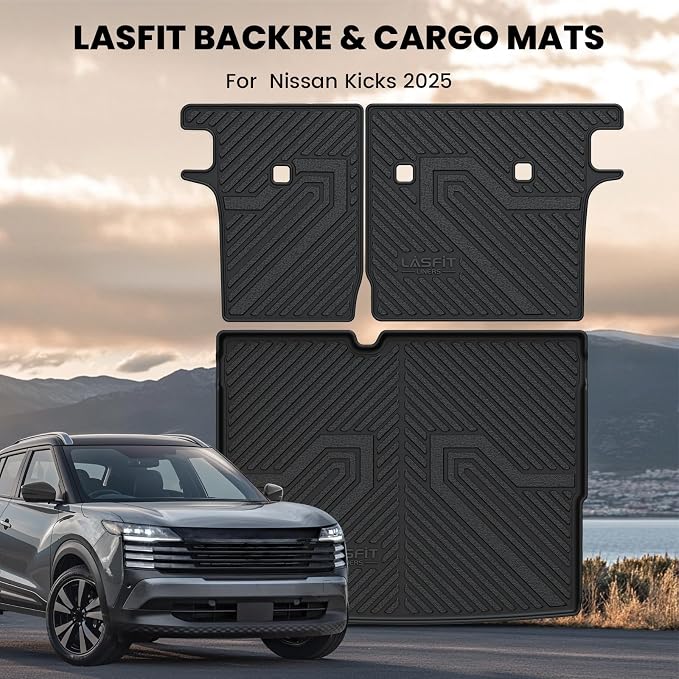 LASFIT Cargo Mats for Nissan Kicks FWD 2026 2025 | (Not Fit AWD & 2025 Kicks Play) All Weather TPE Custom Fit Cargo Trunk Mat & Backrest Mats Accessories, Black - Image 3