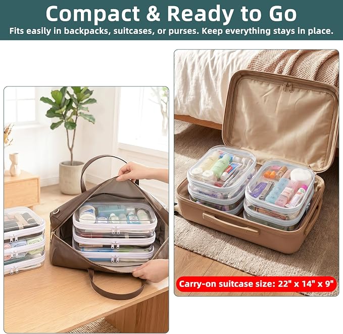Clear Hard Shell Zipper Cases (6 Packs), Plastic Hard Sided Zippers Pouches Clear Hardshell Pencil Case For Storage, Diaper Bag Organizer Bliss Bins 6*Medium - Image 4