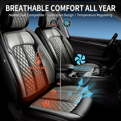 Fit Venue Seat Covers Custom Fit for Hyundai Venue 2020-2026, Full Set | Premium Leather Full Coverage Protectors, Waterproof, Breathable, Scratch Resistant, Easy Wipe, Airbag Compatible, Black+Gray - Image 5