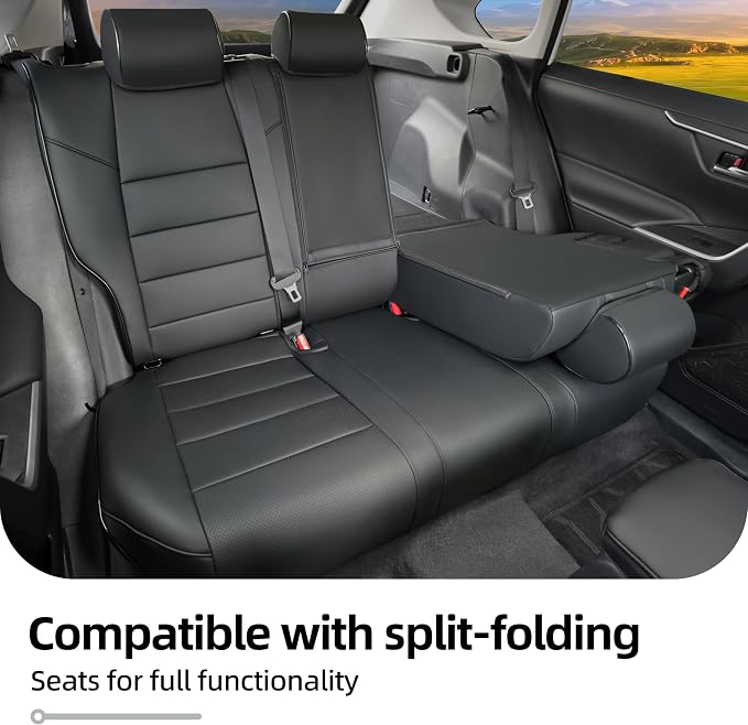 Lolcar Rav4 Seat Covers Custom Fit for Toyota Rav4 2021-2024 Prime SE,XSE & 2019-2025 Hybrid/PHEV SE,XSE, Leather Truck Seat Cover Full Set for SUV,Faux Leather(Black) - Image 7