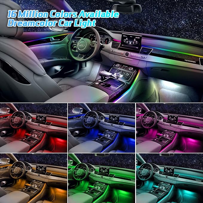 Dreamcolor Interior Car Lights - 10 in 1 LED Strip Lights with APP Control and 213 Color Modes, Decorative Neon Ambient Lighting Kits - Image 4