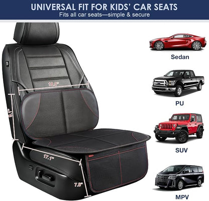 Sinvitron Car Seat Protector for Kids, Anti-Slip Thick Padding, Seat Mark Protection, 2 Storage Pockets for Toys & Snacks, Universal Fit for Most Vehicles (Black, 2 Pack) - Image 2
