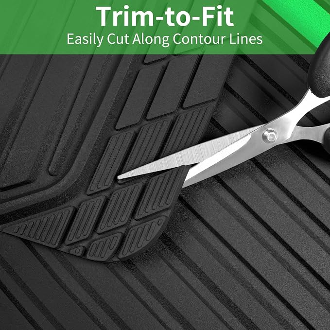 CAR PASS Heavy Duty Rubber Car Mats Metallic,Aluminum Film All Weather Floor Mats Waterproof Universal Trim to Fit SUVs Sedans Vans 4 Piece Anodized Deep Dish Two-Tone Sporty Black Green Chrome - Image 8