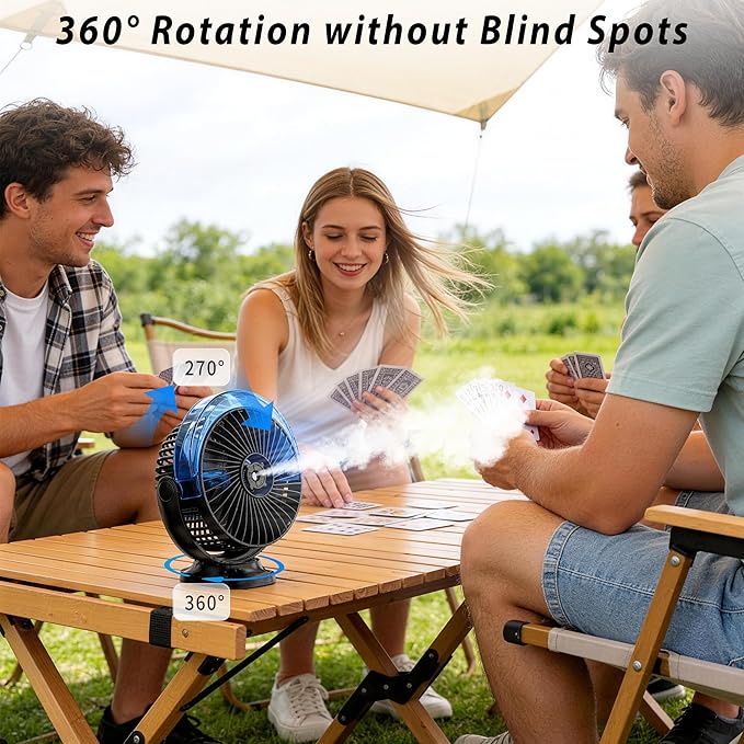 2-Pack Magnetic Golf Cart Fan with Misting & Light | Portable, for golf cart, workshop, camping & BBQ, fits Club Car, Yamaha & EZGO, gift set for golfers & DIYers - Image 6
