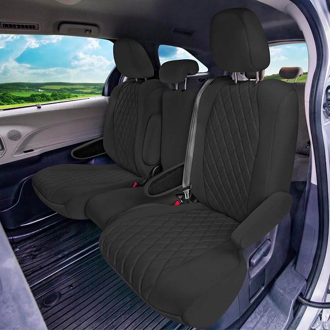 FH Group Custom Fit Car Seat Covers Specifically Made for Toyota Sienna 2011-2020, Car Seat Cover Full Set, 8 Seater Automotive Seat Covers in Black Neoprene, Waterproof and Washable Seat Covers - Image 4