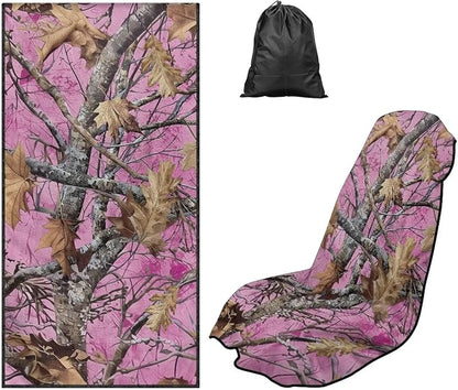 SEANATIVE Car Seat Towel Covers with Storage Bag Seat Post Workout Sweat Washable Cover for Car Towel for Dog Pet Workout Outdoor Sport Activities, Pink Camouflage Hunting Print - Image 5