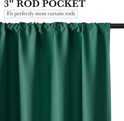 RYB HOME 100% Blackout Basement Curtains 36 inches Long, Heat & UV Blocking | Total Room Darkening, Noise Reducing, Curtains for Bathroom RV Campers, W34 x L36, Dark Green, 2 Panels - Image 3