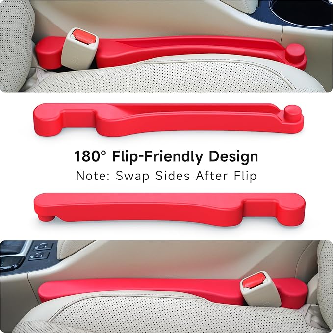 Givifive Car Seat Gap Filler Organizer 2Pack Soft Foam 3IN1 Multifunctional | Seat Side Gap Filler Strip with Slot & Hook Universal Fit Car SUV Truck Fill The Gap Between Seat & Console (Narrow Red) - Image 6