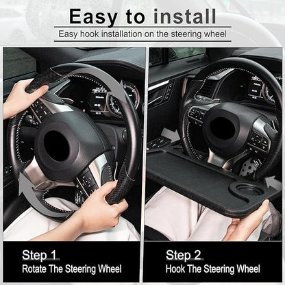 JUSTTOP Car Steering Wheel Desk for Laptop,Multipurpose Travel Car Accessories, Car Seat Stand Trays for Eating, Steering Wheel Overhead Table Console(Black) - Image 4