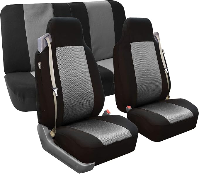 FH Group All Purpose Flat Cloth Car Seat Covers - Universal Fit, Full Set Seat Covers, Washable, Fit Most Car, Truck, SUV, Van - Black - Image 3