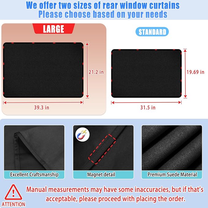 ZATOOTO Magnetic Car Window Shades Rear Window Cover Privacy 21.2×39.3Inch | Light Blocking Sun Shades for Camping, Stay Cool & UV Protection, Rear Window Sunshade for Babies - Image 2