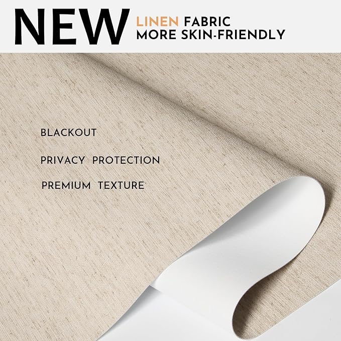 Persilux Blackout Roller Shades for Window Blinds,Cordless,Linen Fabric,Thermal Insulated Fabric UV Protection Shades for Home,Office,Bedroom,Door,Blackout-Beige,34 1/2" W X 72" H - Image 2