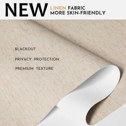 Persilux Blackout Roller Shades for Window Blinds,Cordless,Linen Fabric,Thermal Insulated Fabric UV Protection Shades for Home,Office,Bedroom,Door,Blackout-Beige,34 1/2" W X 72" H - Image 2