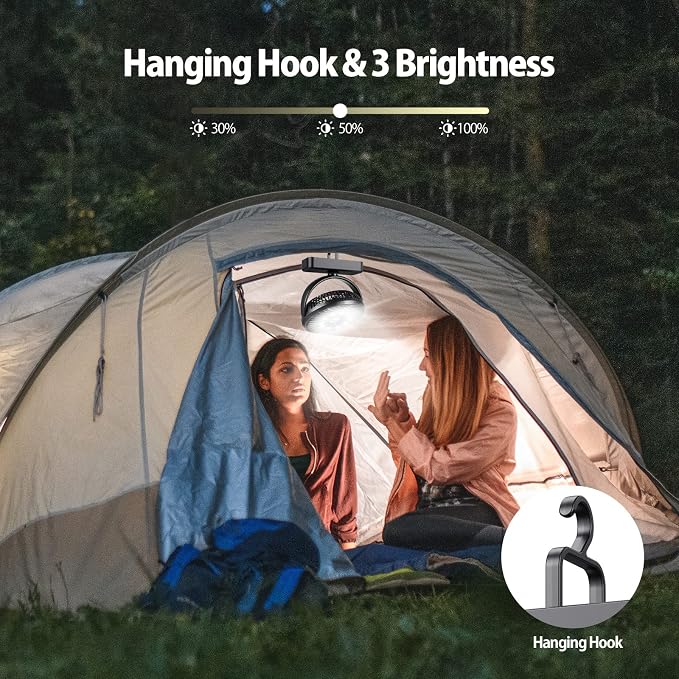 AMACOOL 10000mAh Battery Operated Camping Fan with LED Light-7 inch | USB Fan with Hanging Hook for Tent Car RV Hurricane Emergency Outage Camping Essentials Gear - Image 3