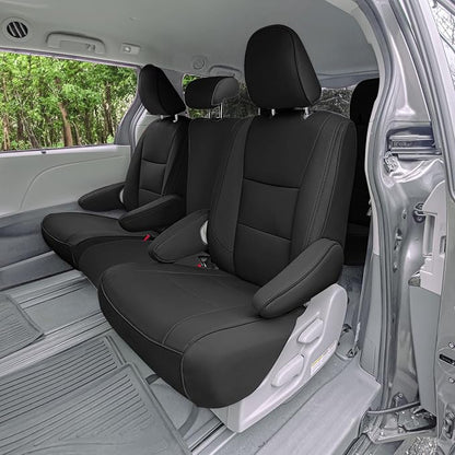 FH Group Custom Fit Car Seat Covers Specifically Made for 2011-2020 Toyota Sienna 8 Passenger, Car Seat Cover 2nd Row, Automotive Seat Covers in Black Faux Leather, Waterproof and Washable Seat Covers - Image 2