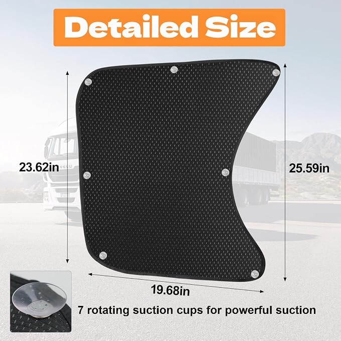 2pcs Semi Truck Side Window Sun Shade for Freightliner Volvo International | Blocks UV, reduces heat & glare. Fits Freightliner, Volvo VNL, Intl & RVs. Durable polyester, easy install, keeps cab cool. - Image 2
